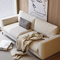 Modern Double Sofa Blanket Book Carpet 3d model