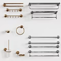 Brass And Chrome Bathroom Hardware With Towel Bars Rings And Hooks