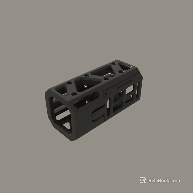 Black Lightweight Hollow Rectangular Mechanical Device Casing With Open Framework 3d model 