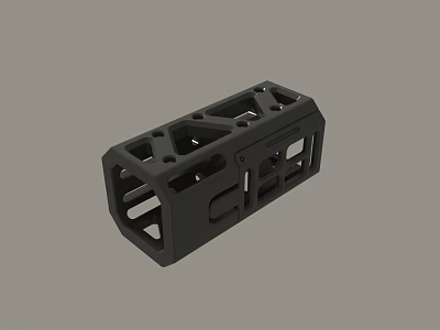 Black Lightweight Hollow Rectangular Mechanical Device Casing With Open Framework 3d model