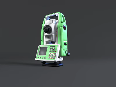 Green Total Station Surveying Equipment With Digital Display And Control Panel 3d model