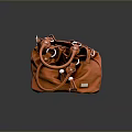 Stylish Orange Leather Handbag With Tassel Metal Buckles And Soft Texture