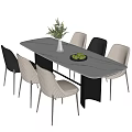 Dining table and chair combination dining table dining chair 3d model