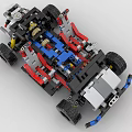 Intricate Building Blocks Racing Car Structure With Mechanical Details And Functional Wheels