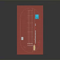 Red Mat Featuring Grid Pattern And Colored Sports Area Layout Design