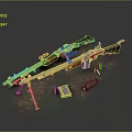 Detailed 3D Rendered Rifle Weapon Featuring Metal Parts Wooden Components And Accessories On Dark Background