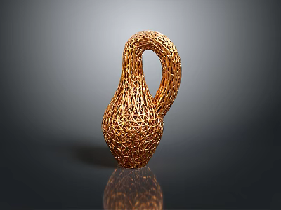 Intricate Curved Sculpture Carving With Filigree Pattern And Abstract Artistic Design 3d model