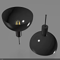 Black Pendant Lights With Bowl Shaped Design And Dome Base Illuminated Bulb In Modern Fixture