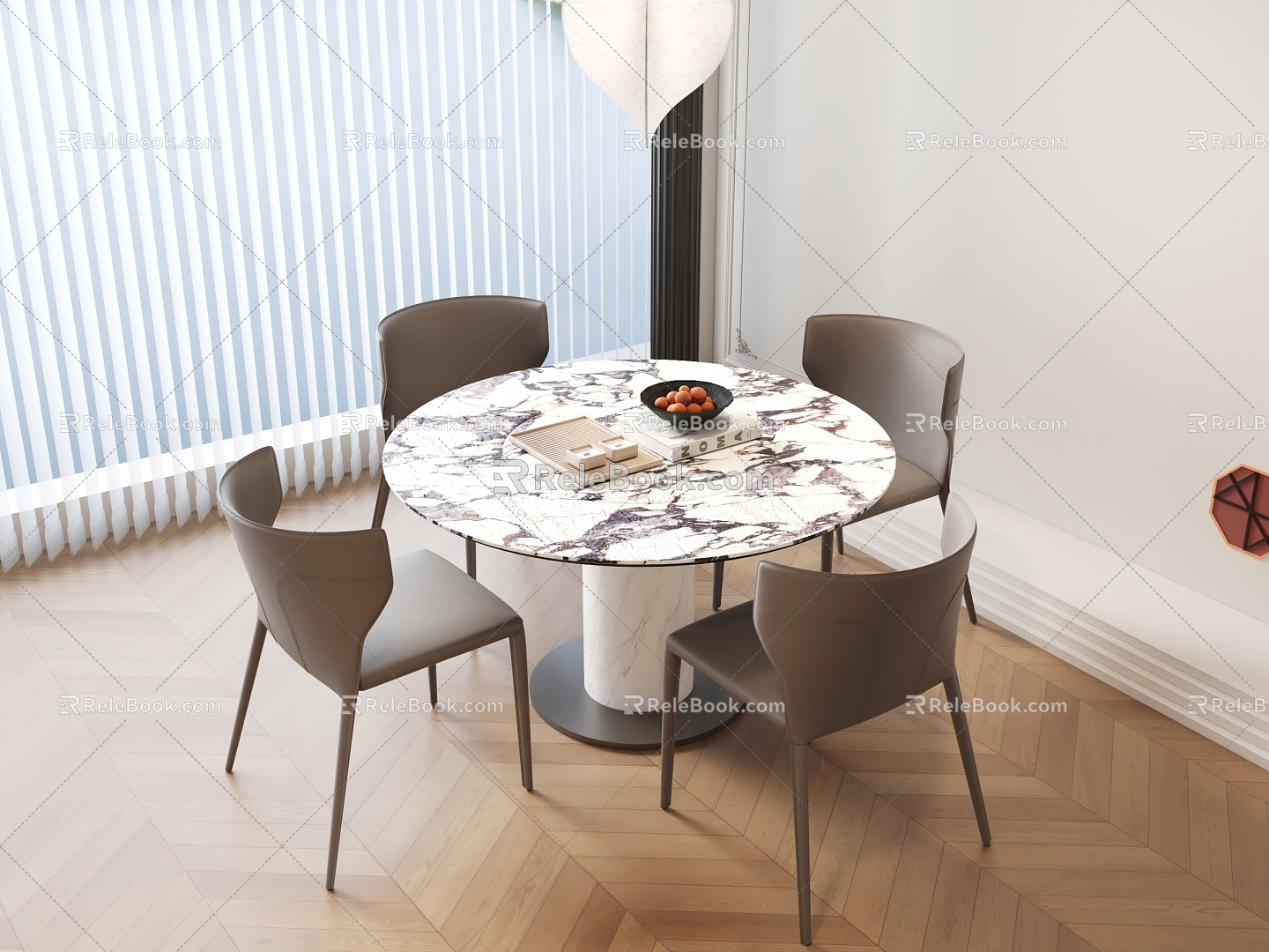 Round Dining Table Minimalist Dining Table Four Dining Table 3d model