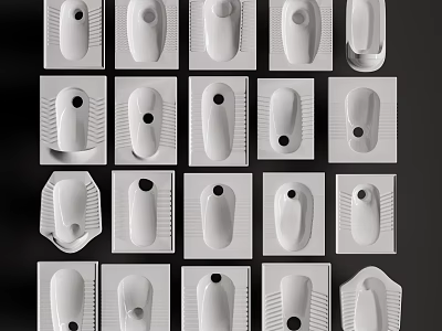 White Toilet Various Modern Designs Showcased with Different Styles and Shapes 3d model