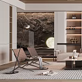 Modern Living Room Interior With Sofa Coffee Table Decorative Mural And Floor Lamp