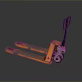 Orange Manual Hydraulic Pallet Truck With Blue Handle Two Forks And Wheels