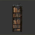Rustic Wooden Bookshelf With Multiple Shelves Filled With Books And Decorative Items