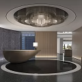 Elegant Restaurant Entrance Featuring Wooden Grid Ceiling Glass Display Red Tower Decoration And Bonsai