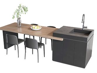 Modern Dining Table and Chair Combination 3d model