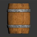 Classic Wooden Barrel With Natural Wood Texture And Metallic Hoops Design