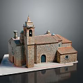 Traditional Church Building with Stone Walls Red Tile Roof Bell Tower and Dome