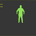 Game Movie Character In Red Shirt Blue Jeans And Blue Sneakers Standing Against Gray Background