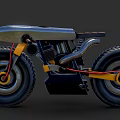 Futuristic Motorcycle Design With Black Frame Yellow Accents And Large Tires