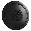 TREBLAB Circular Audio Speaker With White Body And Black Triangular Grille Design 3d model