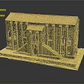 Classical Architecture Model With Red Tiled Roof Columns And Stone Steps