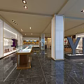 Modern Clothing Store Interior With Elegant Lighting Marble Floor And Fashion Apparel Displays