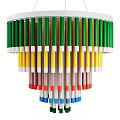 Colorful Modern Chandelier Design With Green Yellow Pink Red Blue Cylindrical Rods