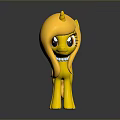 Yellow Cartoon Pony Toy With Long Hair Horn And Shiny Reflection