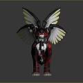 Winged Tiger Like Creature With Red Black Stripes And White Black Yellow Wings