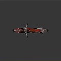 Red and White Off Road Motorcycle with Rusted Wheels and Metallic Parts