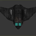 Futuristic Dark Colored Fighter Jet 3D Rendering With Angular Wings Transparent Canopy And Metallic Details