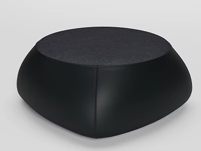 Modern Round Black Stool With Gray Padded Top And Smooth Curved Design 3d model