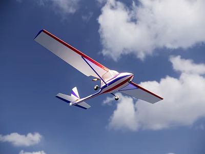Colorful Glider Flying High In Blue Sky With White Clouds 3d model
