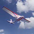 Colorful Glider Flying High In Blue Sky With White Clouds 3d model
