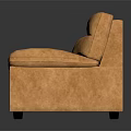 Modern Comfortable Three Seater Sofa With Orange Leather Cushions And Armrests 3d model