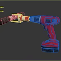 Red Cordless Drill Power Tool With Metal Attachment And Ergonomic Grip