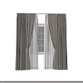 Modern Gray Curtains With Sheer White Curtains And Window Tiebacks Interior Design 3d model