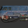 Blue Vintage Van Equipped With Jet Thrusters Floating With Blue Lights 3d model