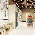 Well Organized Supermarket Interior With Shelves Of Various Grocery Products And Bright Lighting