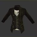 Stylish Black Coat With Blue Vest White T-shirt And Decorative Scarf
