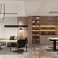 Modern Living Dining Room Interior Design With Sofa Coffee Table And Pendant Lights