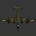 Vintage Space Exploration Aircraft Model with Green Fuselage Four Propellers and White Star Wing Markings