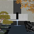 Traditional Japanese Garden Design With Pine Tree Water Feature And Rock Elements