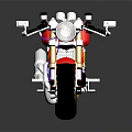 Red Motorcycle With White Seat Gold Wheels And Gray Background Reflection 3d model