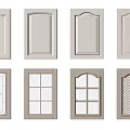 Various Light Colored Door Panels And Window Panes With Decorative Designs 3d model