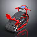 Red Tracked Motorcycle Featuring Red Seat Blue Display Screen And Off Road Design