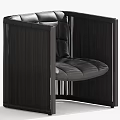 Modern Black Leather Single Sofa With Vertical Stripe Design And Comfortable Seat