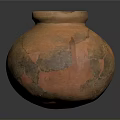 Traditional Handcrafted Pottery Sculpture with Orange Brown Color and Cracked Surface