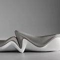 Modern Abstract Sofa With Gray And White Wave Shaped Design For Living Room Interior