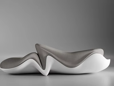 Modern Abstract Sofa With Gray And White Wave Shaped Design For Living Room Interior 3d model